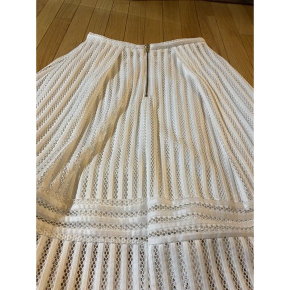 H&M White Mesh Overlay  Skirt Lined Midi Size 6  Rear Zipper - Picture 6 of 8